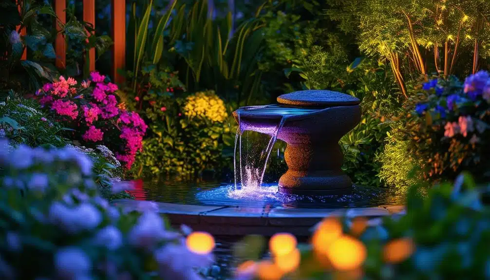 Gartengestaltung: Brunnen mit Stimmungsbeleuchtung
