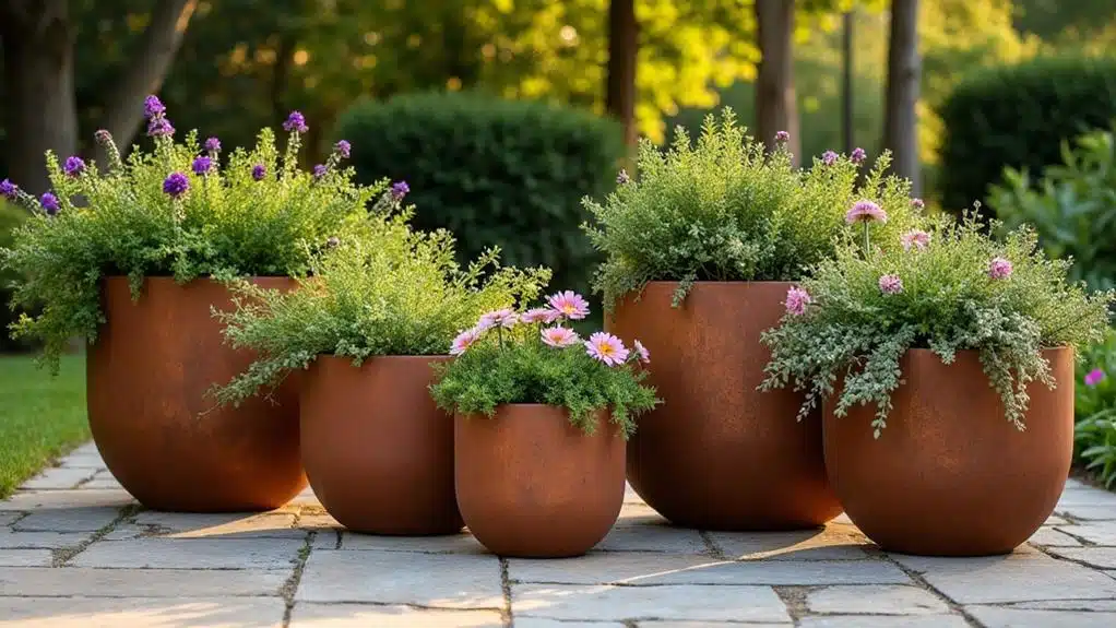Pflanzgefäße aus Cortenstahl für den Garten