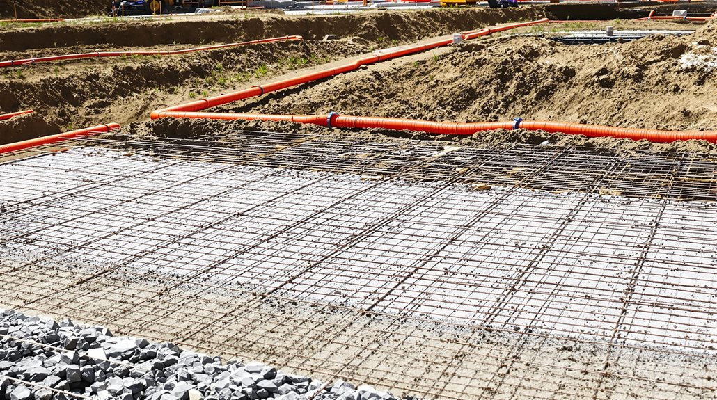 Fundamentplatten und Entwässerung