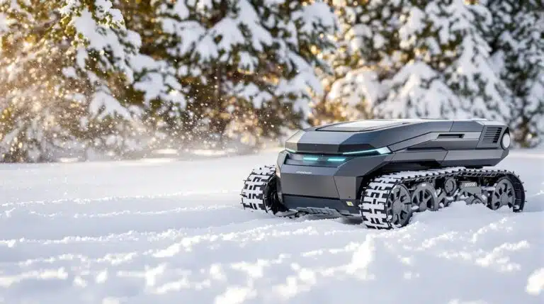 Roboter-Rasenmäher im Schnee