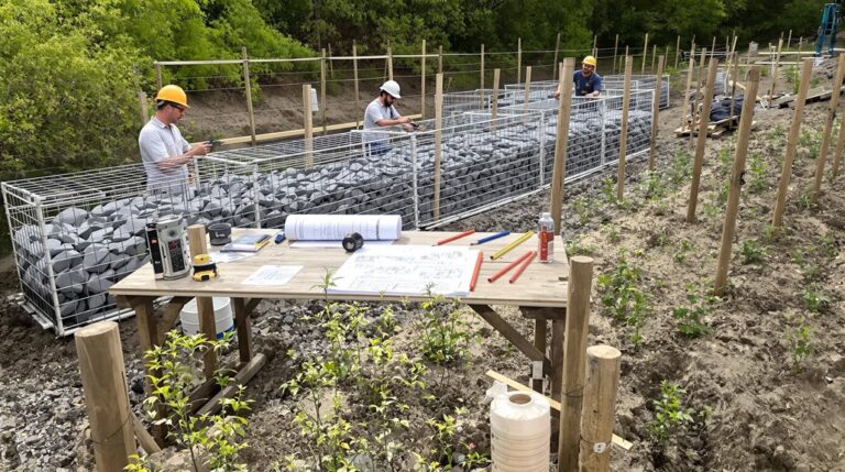 Federzaun und Gabionen-Design