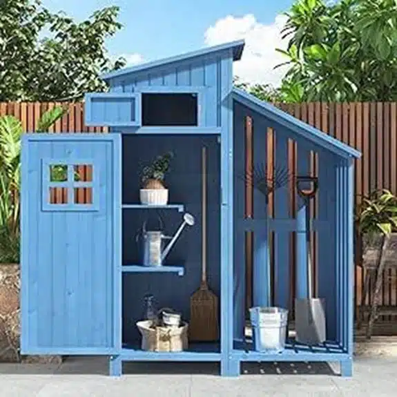 Die 7 besten Geräteschuppen, die Ihre Werkzeuge sicher und ordentlich aufbewahren 2 Gartenschrank für Werkzeuge 124 x 46 x 174 cm Blau