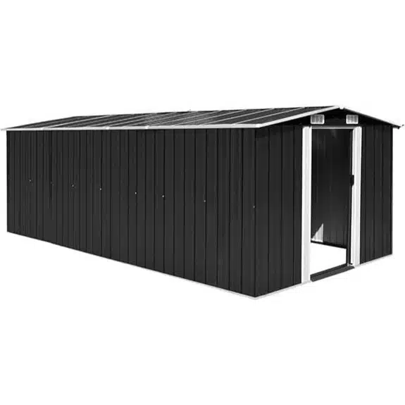 Die 15 besten Geräteschuppen aus Metall, die Ihre Werkzeuge sicher aufbewahren Belüftungssystem 15 Metall-Gartenhaus mit Satteldach (257 x 489 x 181 cm)