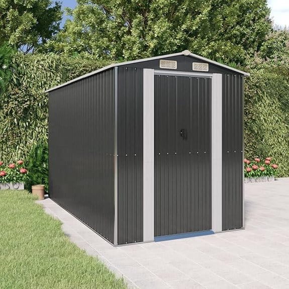 Metall-Gartenhaus mit Satteldach (192 x 357 x 223 cm)