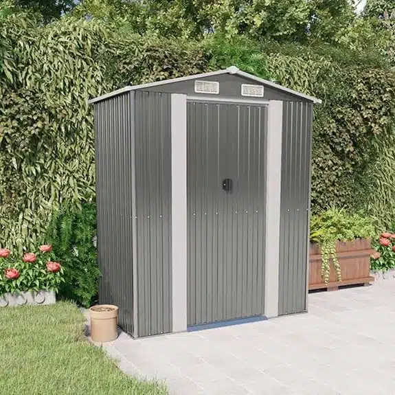 Die 15 besten Geräteschuppen aus Metall, die Ihre Werkzeuge sicher aufbewahren Belüftungssystem 14 Metall-Gartenhaus mit Stauraum 192 x 108 x 223 cm