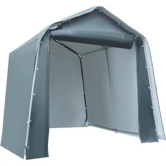 Die 7 besten Geräteschuppen, die Ihre Werkzeuge sicher und ordentlich aufbewahren 4 Werkzeugschuppen Wasserdichtes Zelt 2,4 x 2,4 m Grau